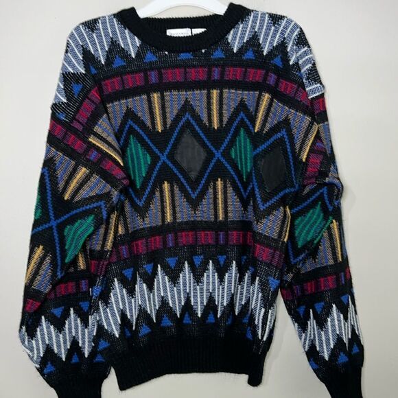 Honeywell & Todd 80s Multicolor Diamond Oversized Sweater - Picture 1 of 9